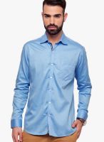 Alley Men Solid Blue Casual Shirt