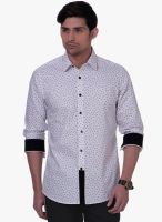 Alley Men White Printed Slim Fit Casual Shirt