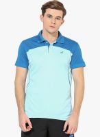 American Crew Blue Solid Polo T-Shirt
