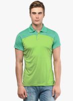 American Crew Green Solid Polo T-Shirt