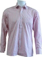 Ardeur Men's Checkered Formal White, Red Shirt