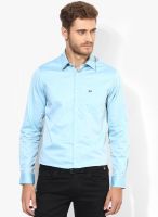 Arrow Sports Aqua Blue Solid Slim Fit Casual Shirt