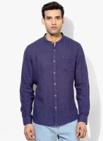 Arrow Sports Navy Blue Solid Regular Fit Casual Shirt