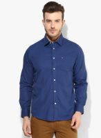 Arrow Sports Navy Blue Solid Slim Fit Casual Shirt