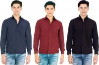 Atmosphere Men's Solid Formal Blue, Maroon, Black Shirt(Pack of 3)