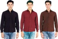 Atmosphere Men's Solid Formal Black, Maroon, Brown Shirt(Pack of 3)