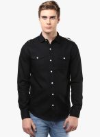 Atorse Black Solid Slim Fit Casual Shirt