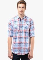 Atorse Blue Checked Slim Fit Casual Shirt