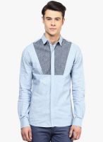 Atorse Blue Printed Slim Fit Casual Shirt