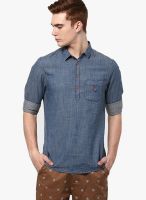 Atorse Blue Slim Fit Casual Shirt