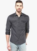 Atorse Solid Grey Casual Shirt