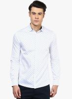 Atorse White Printed Slim Fit Casual Shirt