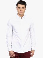 Atorse White Solid Slim Fit Casual Shirt