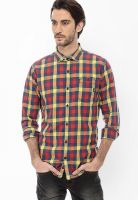 Basics Checks Red Casual Shirt