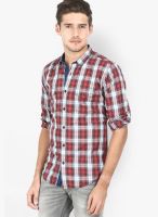 Basics Checks Red Casual Shirt