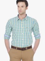 Basics Green Check Slim Fit Casual Shirt