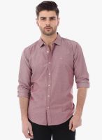 Basics Red Solid Slim Fit Casual Shirt