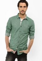 Basics Solid Green Casual Shirt