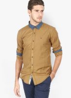 Basics Solid Khaki Casual Shirt