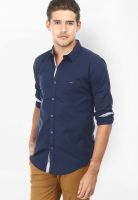 Basics Solid Navy Blue Casual Shirt