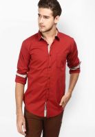 Basics Solid Red Casual Shirt