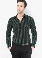 Basics Striped Green Casual Shirt