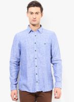 Blackberrys Blue Regular Fit Solid Casual Shirt