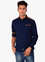 Blacksoul Navy Blue Solid Slim Fit Casual Shirt