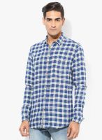 British Club Blue Checks Slim Fit Casual Shirt