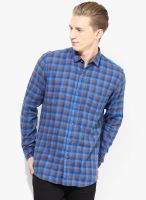 British Club Blue Checks Slim Fit Casual Shirt