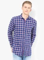 British Club Blue Checks Slim Fit Casual Shirt