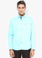 British Club Light Blue Solid Slim Fit Casual Shirt