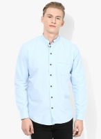 British Club Light Blue Solid Slim Fit Casual Shirt