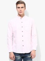 British Club Pink Solid Slim Fit Casual Shirt