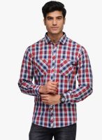 Canary London Red Checked Slim Fit Casual Shirt