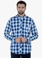 Cobb Blue Checked Slim Fit Casual Shirt