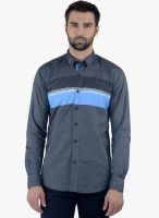 Cobb Blue Solid Slim Fit Casual Shirt