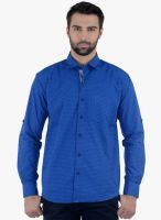 Cobb Blue Solid Slim Fit Casual Shirt