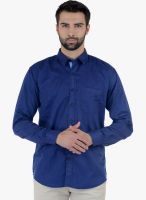 Cobb Blue Solid Slim Fit Casual Shirt