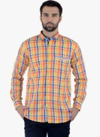 Cobb Orange Checked Slim Fit Casual Shirt