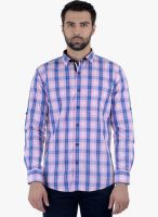 Cobb Pink Checked Slim Fit Casual Shirt