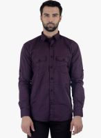 Cobb Purple Solid Slim Fit Casual Shirt