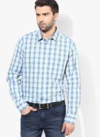 ColorPlus Blue Check Slim Fit Casual Shirt