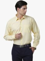 Cotton County Premium Yellow Solid Slim Fit Casual Shirt