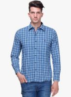 Crimsoune Club Blue Checked Slim Fit Casual Shirt