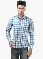 Crimsoune Club Blue Checked Slim Fit Casual Shirt