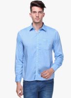 Crimsoune Club Blue Solid Slim Fit Casual Shirt