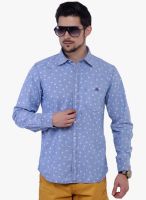 Crimsoune Club Printed Blue Casual Shirt