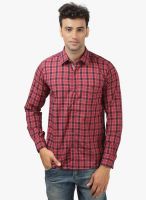 Crimsoune Club Red Checked Slim Fit Casual Shirt