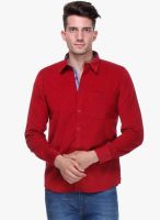 Crimsoune Club Red Solid Slim Fit Casual Shirt